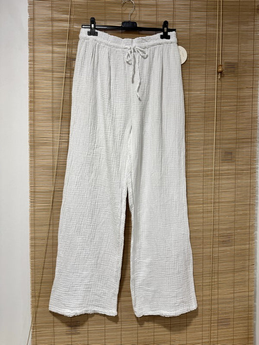 GRANDE TAILLE - Pantalon gaze de coton blanc