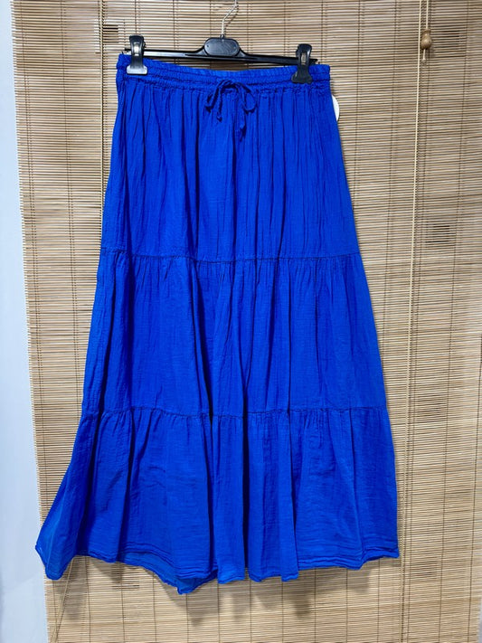 GRANDE TAILLE - Jupe longue voile de coton bleu roi