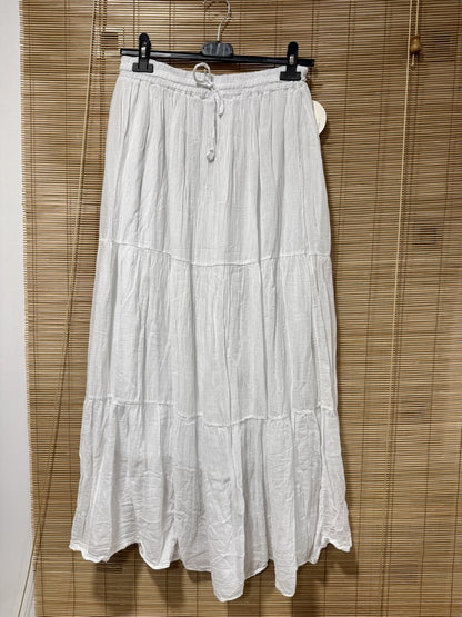 GRANDE TAILLE - Jupe longue voile de coton blanc