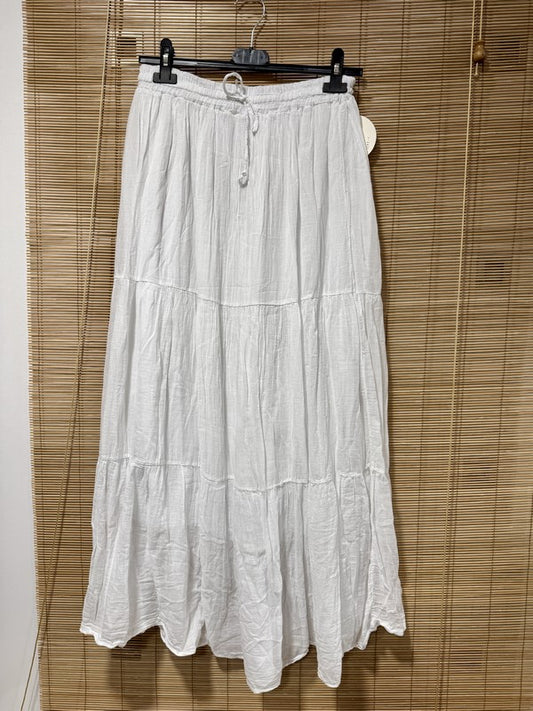 GRANDE TAILLE - Jupe longue voile de coton blanc