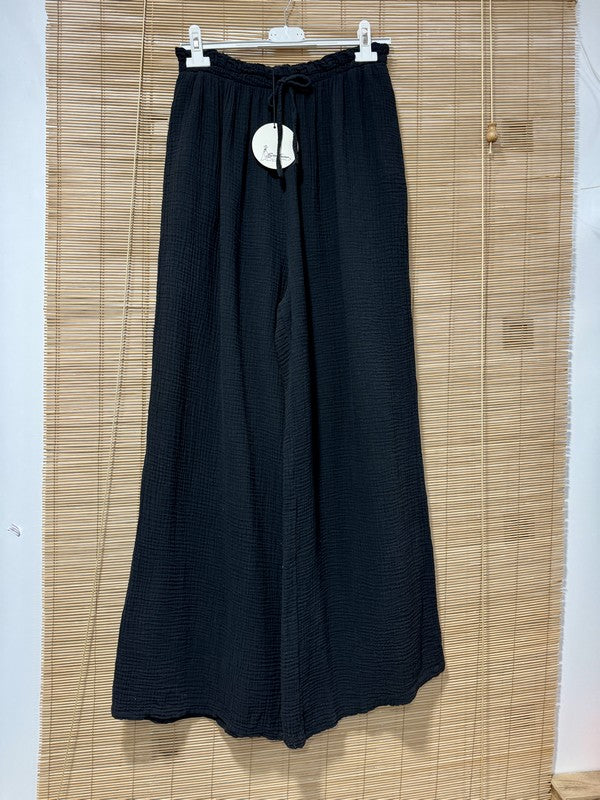 GRANDE TAILLE - Pantalon gaze de coton noir