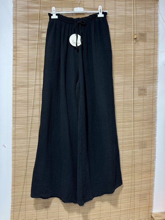 GRANDE TAILLE - Pantalon gaze de coton noir