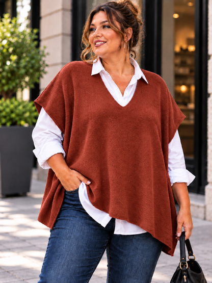 GRANDE TAILLE - Pull débardeur brique