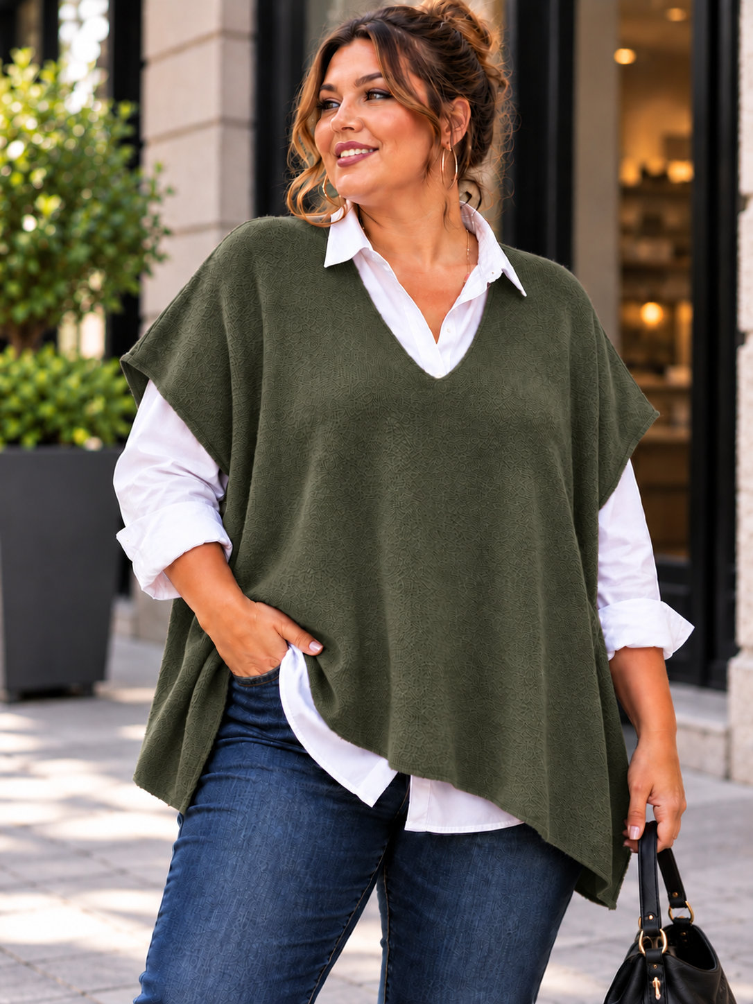 GRANDE TAILLE - Pull débardeur kaki