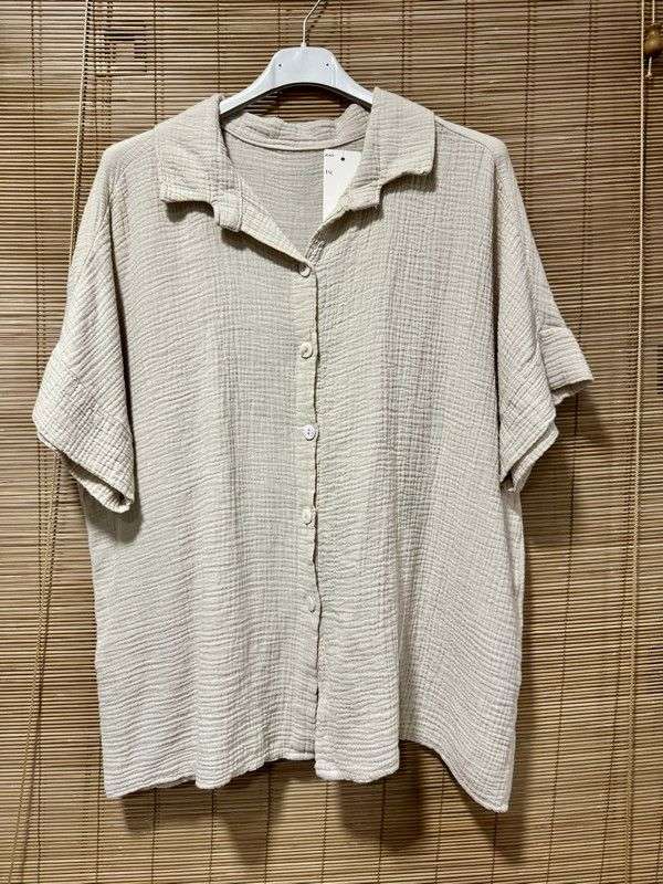 Chemise gaze de coton manches courtes sable