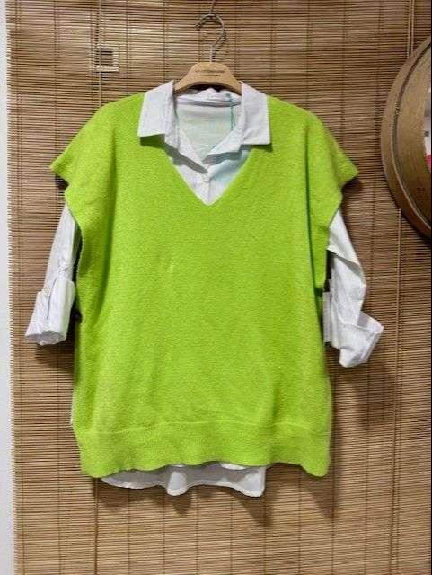 Pull débardeur vert anis