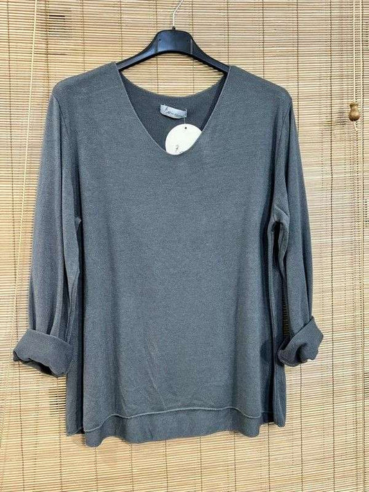 GRANDE TAILLE - Pull fin gris