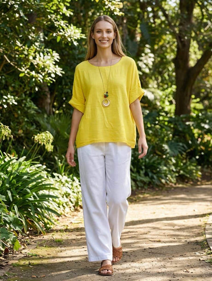Blouse coton avec sautoir bleue