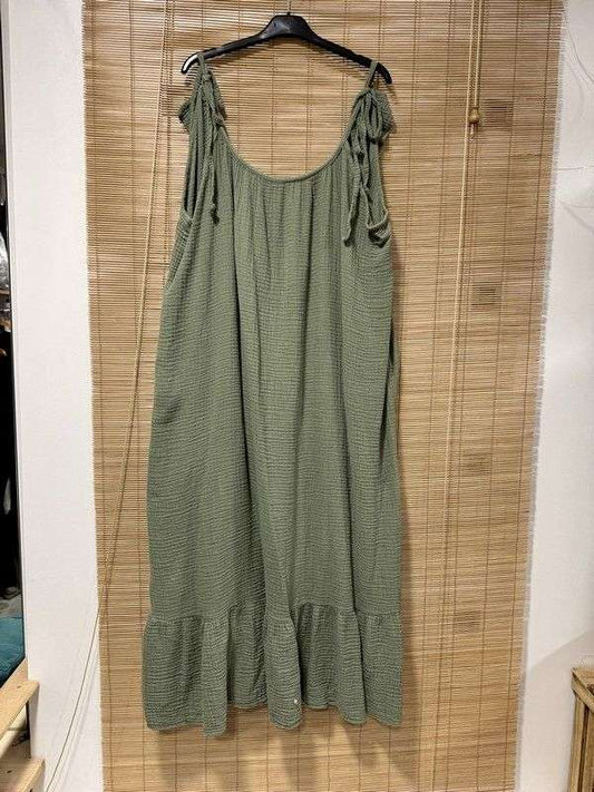 GRANDE TAILLE - Robe gaze de coton bretelles kaki