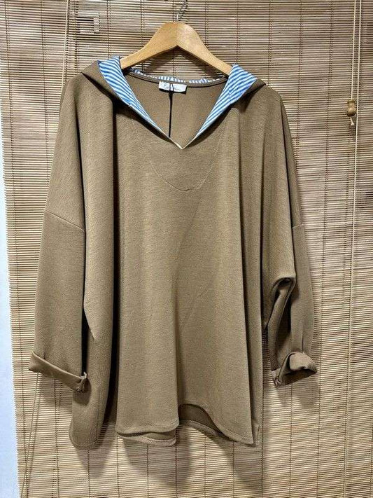 GRANDE TAILLE - Sweat à capuche rayée