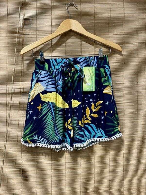 Short fluide jungle bleu marine