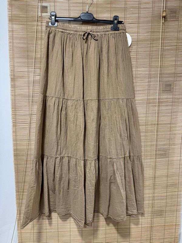 GRANDE TAILLE - Jupe longue voile de coton camel