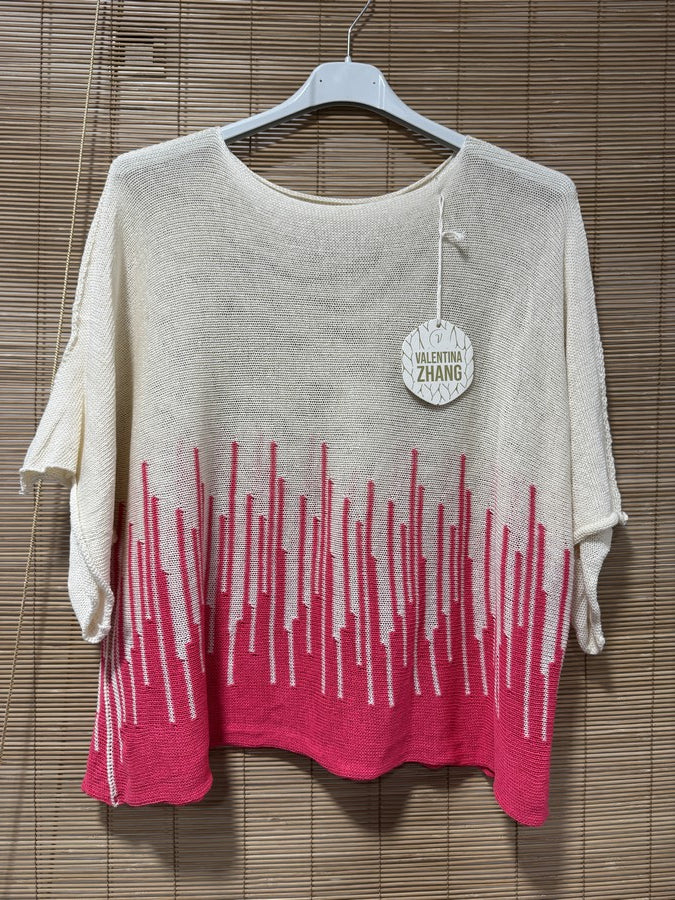 Pull court géo fuchsia